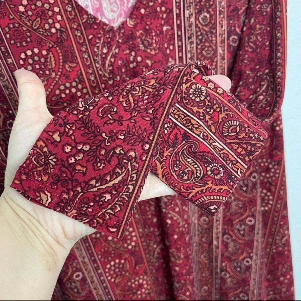 Show Me your Mumu Bryce Hutton Stripe Maroon Paisley Short Dress Womans Large - Picture 10 of 10
